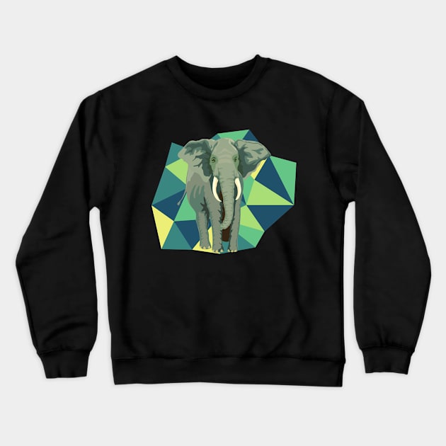 Elephant with geometric background Crewneck Sweatshirt by LittleAna